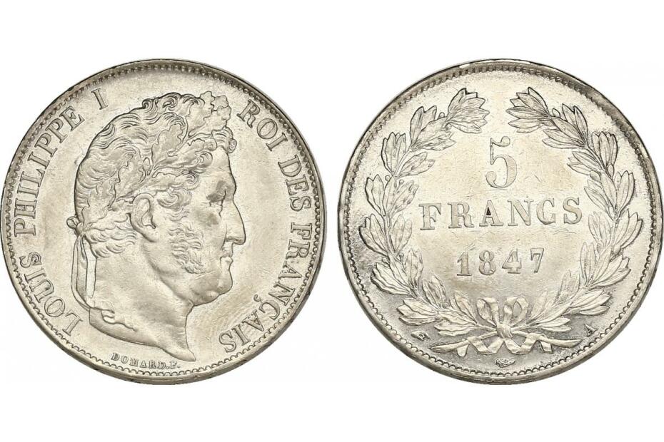 5 Francs 1847 A Paris KM.749.3  vz-stgl.