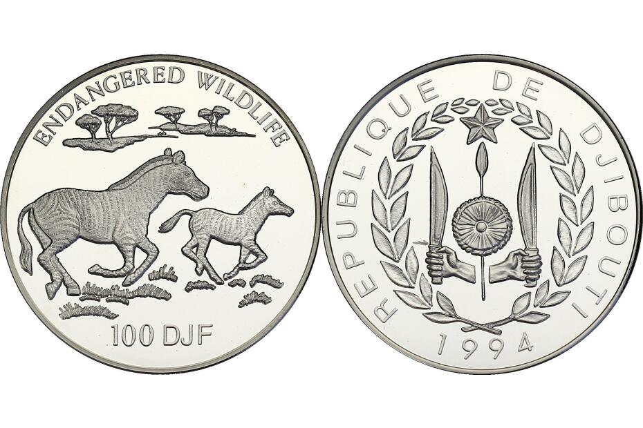 100 Francs 1994 "Endangered Wildlife - Zebras" KM.32  pp