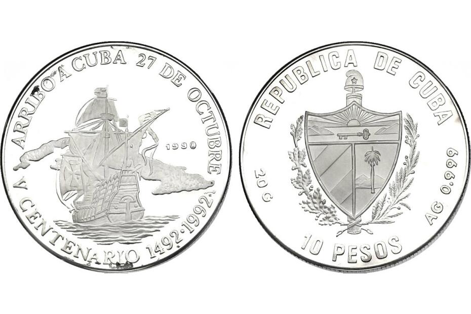 10 Pesos 1990 "Entdeckung Amerikas" KM.252.1  pp