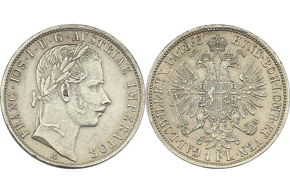 Gulden 1863 A J.328/Fr.1468  f.vz/vz
