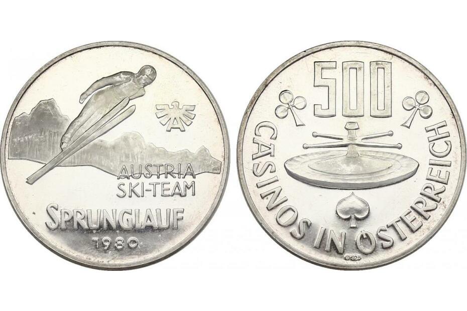 Ag-Casino Jeton zu 500 Schilling 1980 "Sprunglauf" feine Kr.,  pp