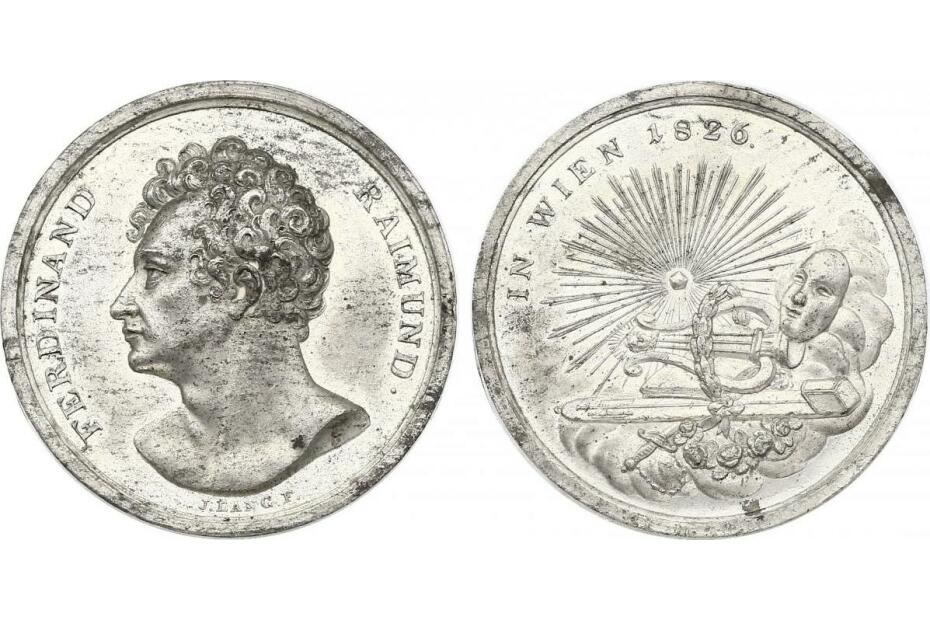 Österreich Zn-Medaille 1826 "Ferdinand Raimund" von J. Lang unc.