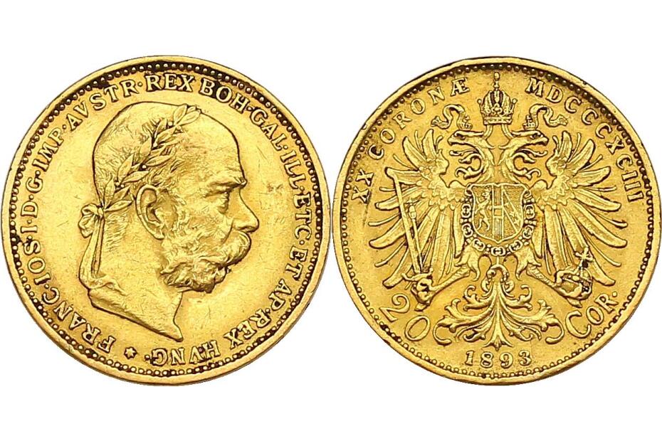 20 Kronen 1893 J.379/Fr.1925  ss+/vz