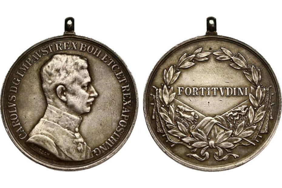 Österreich Ag-Medaille o.J. Karl I. (1916 - 1918) Tapferkeitsmedaille (von Heinrich Kautsch) f.vz