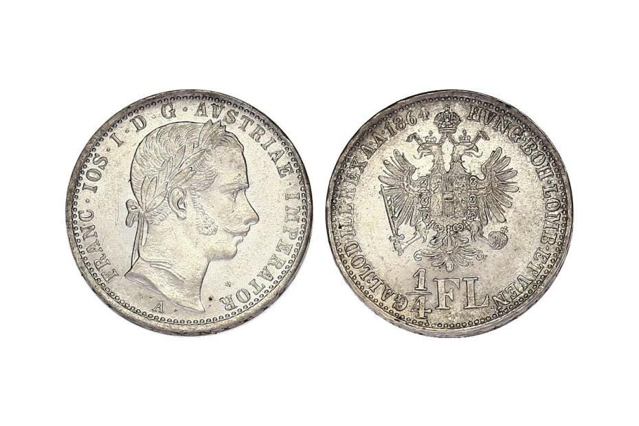 1/4 Gulden 1864 A  J.327  f.stgl.