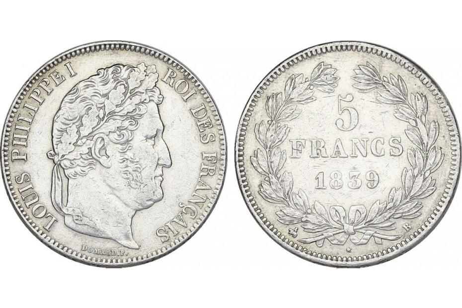 5 Francs 1839 B Rouen KM.749.2  ss-vz