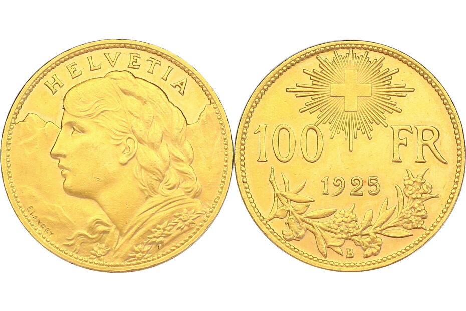 100 Franken 1925 B HMZ.1182  f.stgl.