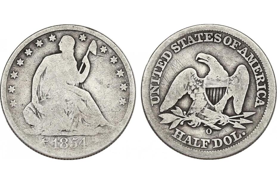 1/2 Dollar 1854 O "Seated Liberty"  Rev.Sz  s