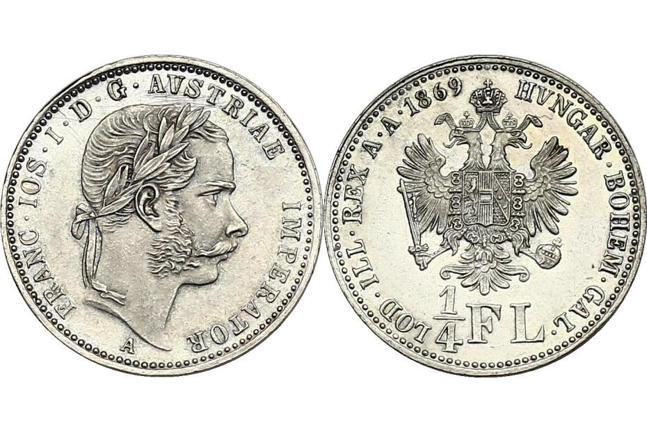 1/4 Gulden 1869 A J.334a/Fr.1550  f.stgl.