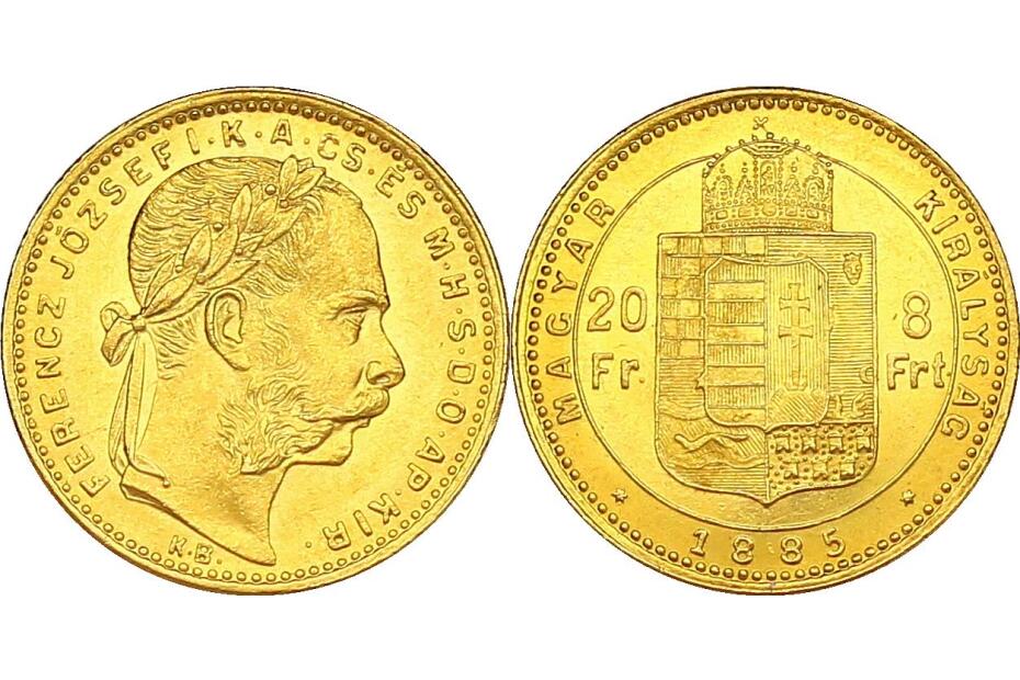 8 Forint 1885 KB J.364a/Fr.1733  f.stgl.