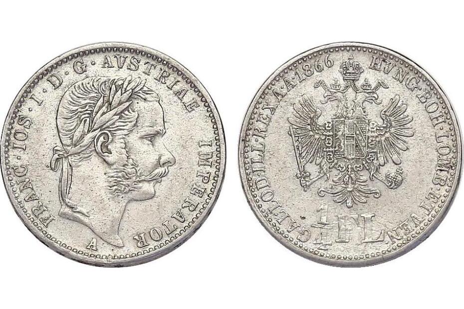 1/4 Gulden 1866 A J.334  ss-vz, RR