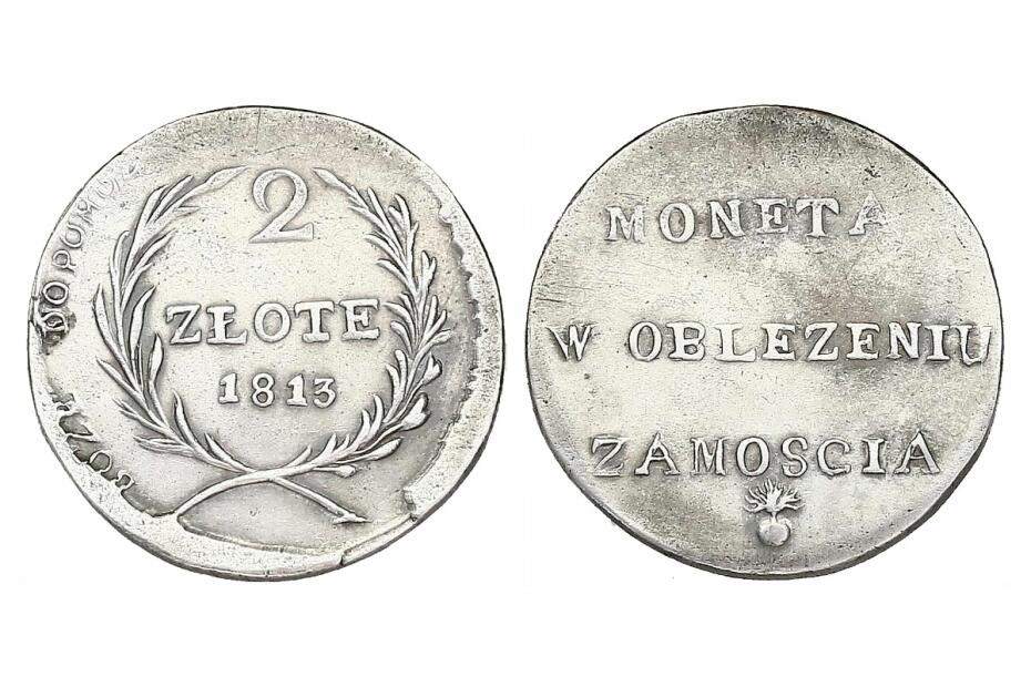2 Zloty 1813 Zamosc Her.1220  ss-vz, RR