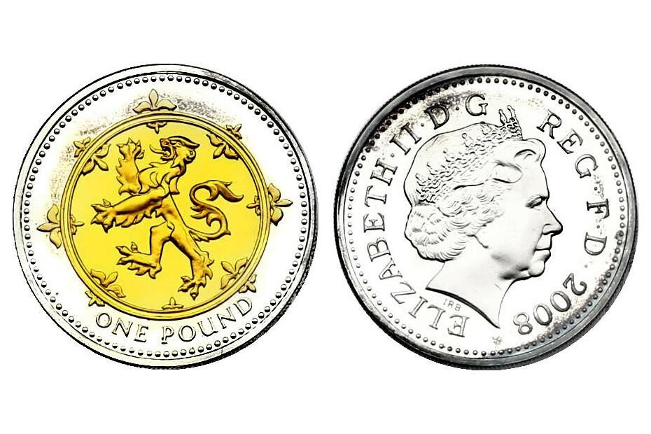 Heraldic Series: Pound 2008 "Löwe von Schottland"  pp mit Goldapplikation