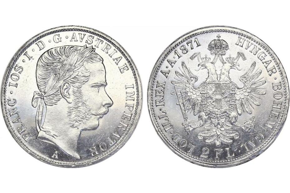 2 Gulden 1871 A J.336a/Fr.1369  f.stgl.