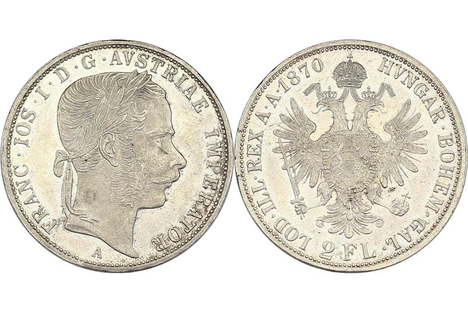 2 Gulden 1870 A J.336a/Fr.1368  f.stgl.