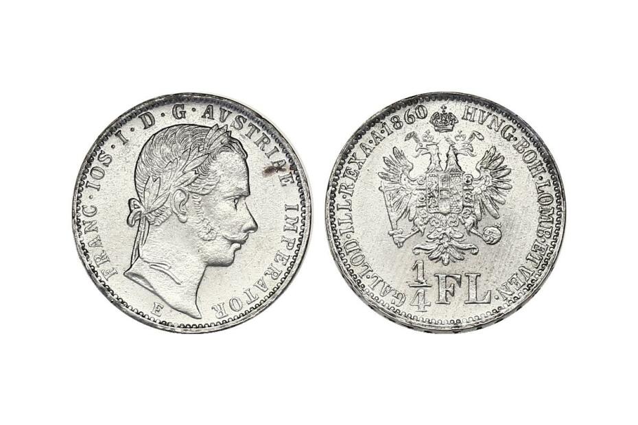 1/4 Gulden 1860 E J.327  vz+/stgl, R
