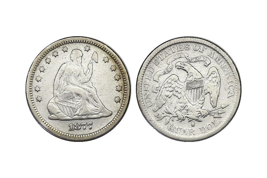 1/4 Dollar 1877 S "Seated Liberty"  f.ss