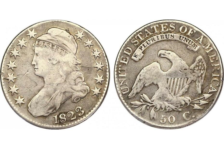 50 Cent 1823 "Capped Bust" KM.37  f.ss