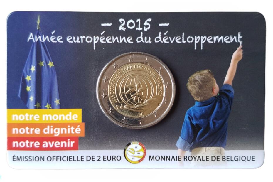 2 Euro 2015 "Europäisches Jahr der Entwicklung" unc. in Münzkarte