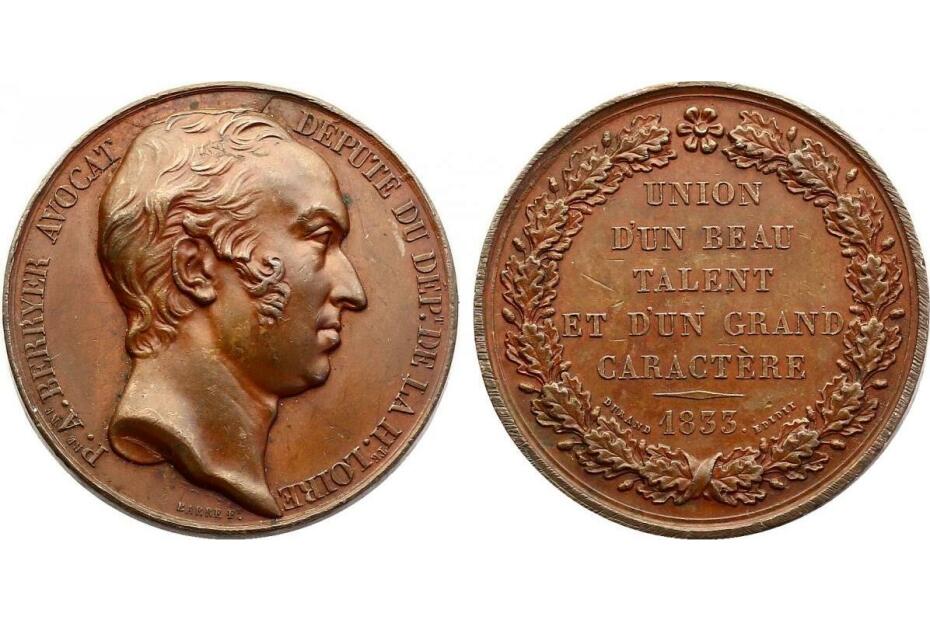 Br-Medaille 1833 "Pierre-Antoine Berryer" 41mm, vz-stgl.