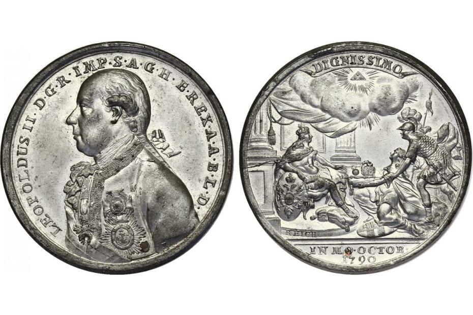 Sn-Medaille 1790 "Krönung in Frankfurt" 32g, 46mm, Medailleur Reich, vz