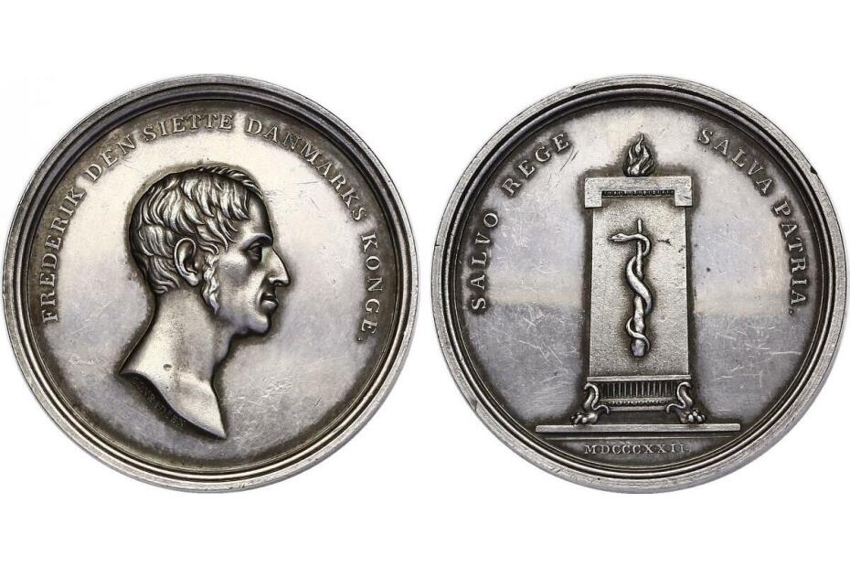 Ag-Medaille 1822 "Auf seine Genesung" (48mm, 57,3g)  vz-stgl.