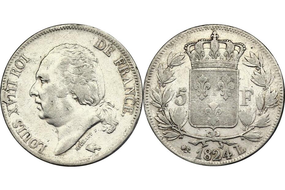 5 Francs 1824 L KM.711.8  ss