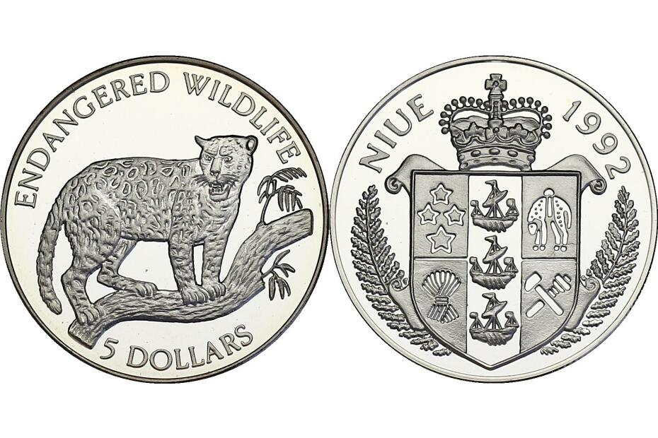 5 Dollar 1992 "Endangered Wildlife - Jaguar" KM.60  pp