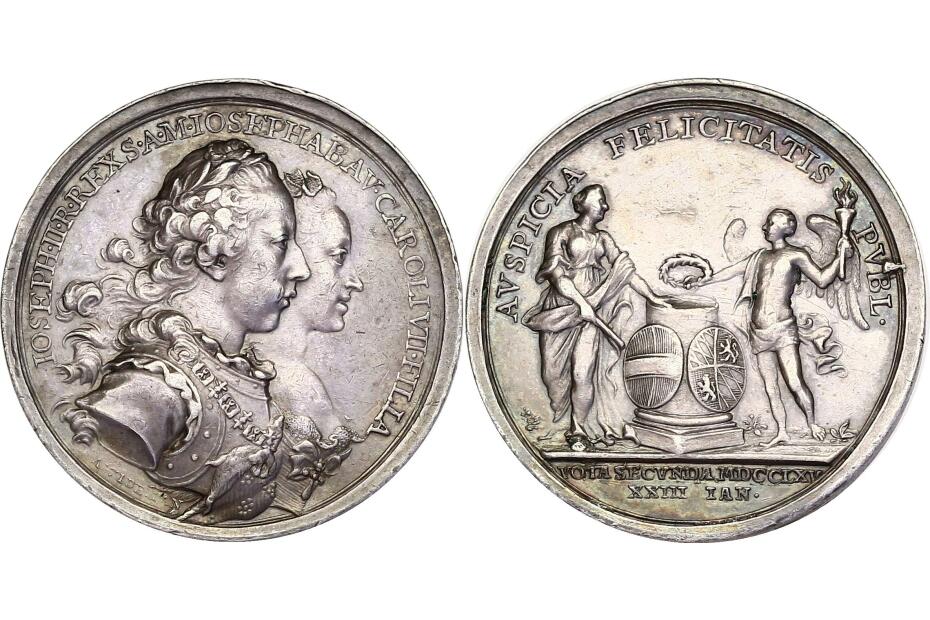 Ag-Medaille 1765 "Hochzeit Joseph II."  vz