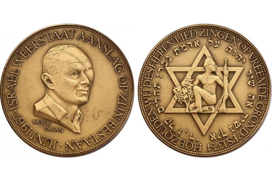 Br-Medaille 1967 "Mosche Dajan" 50mm, vz-stgl.