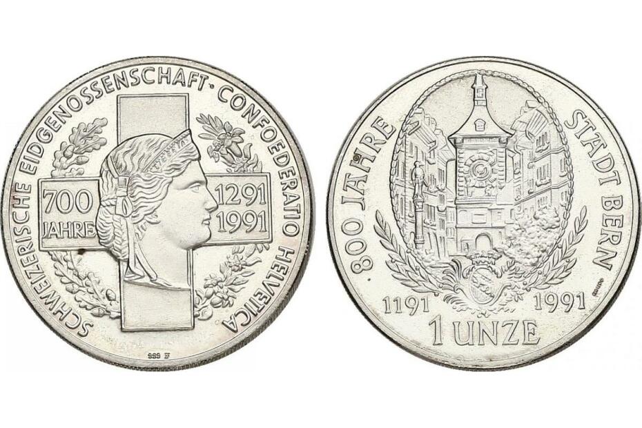 Ag-Medaille (Piefort) 1991 700 Jahre Schweizer Eidgenossenschaft pp.