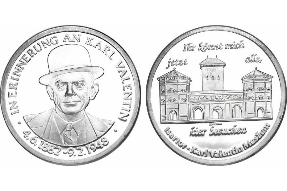 Deutschland Ag-Medaille 1988 In Erinnerung an Karl Valentin (04.06.1882 - 09.02.1948) pp.
