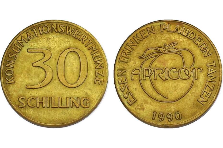 Österreich 30 Schilling (Jeton) 1990 Konsumationswertmünze "Apricot" vz