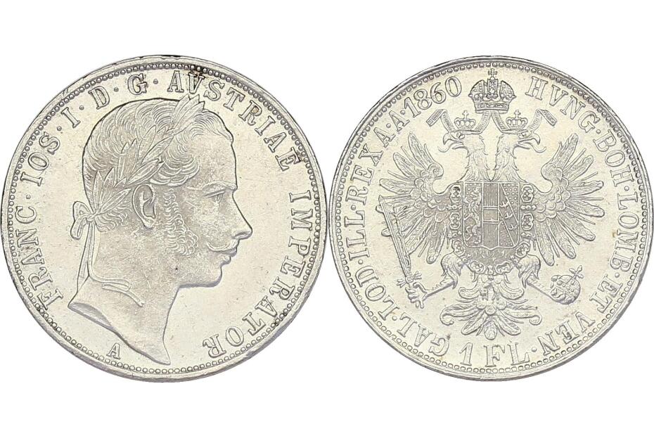 Gulden 1860 A  J.328/Fr.1456  stgl.