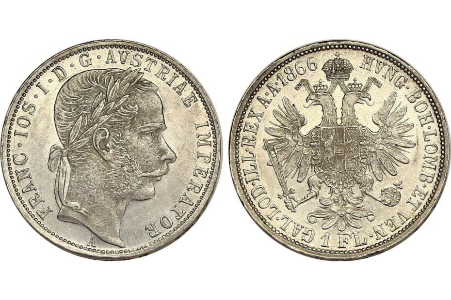 Gulden 1866 A J.335/Fr.1480  f.stgl. 