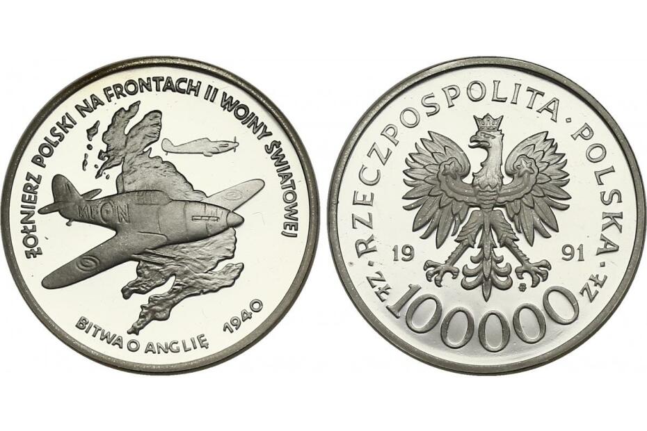 100.000 Zloty 1991 "Polnische Piloten" KM.230  pp