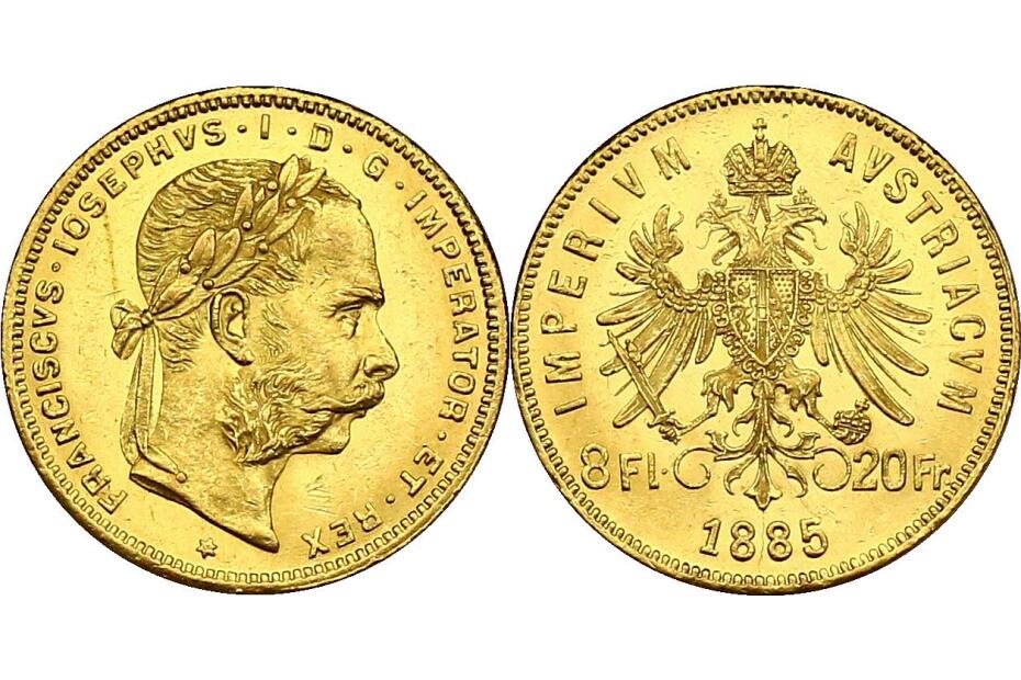 8 Gulden 1885 J.362/Fr.1319  vz-stgl.