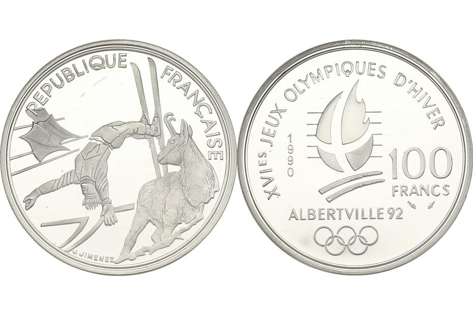 100 Francs 1990 "Skier and chamois" KM.983  pp. im Originaletui mit Zertifikat