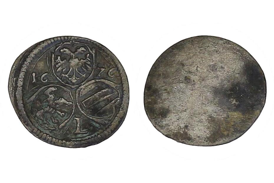 2 Pfennig 1676 L Graz Her.2077  f.vz  RR