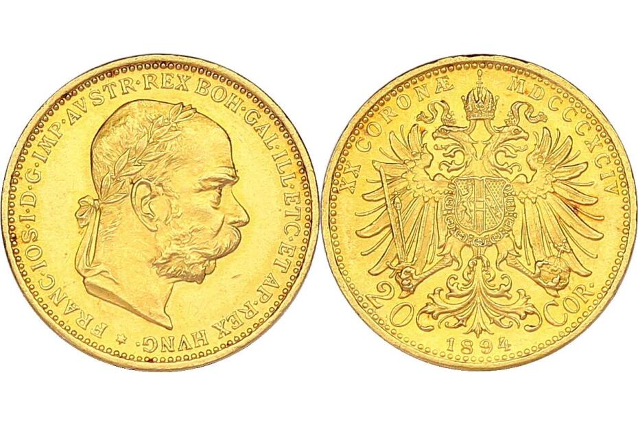 20 Kronen 1894 J.379/Fr.1926  vz+/stgl. (4)