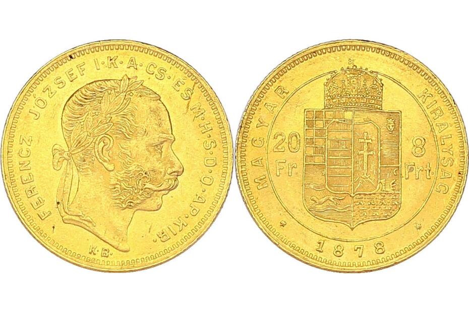 8 Forint 1878 KB J.364/Fr.1725  vz/f.stgl.