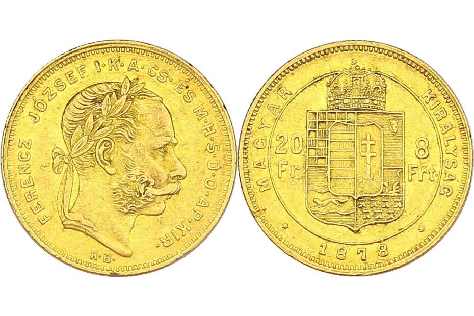 8 Forint 1878 KB J.364/Fr.1725  ss+/vz