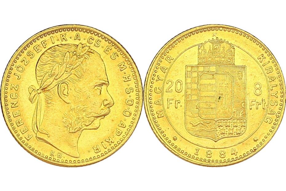 8 Forint 1884 KB J.364a/Fr.1732  vz-stgl.