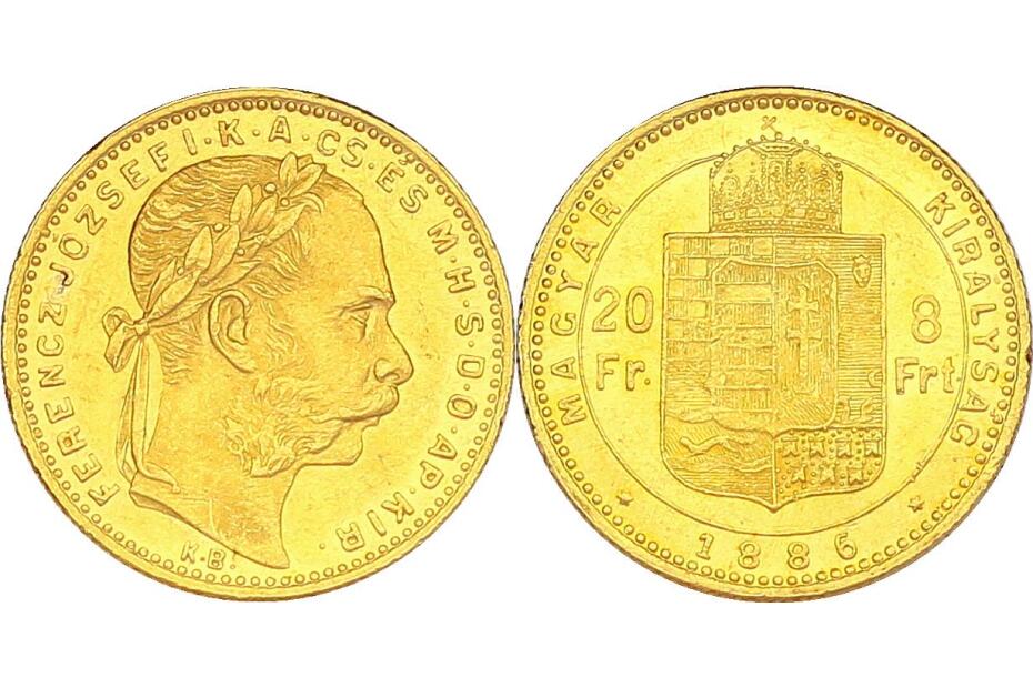 8 Forint 1886 KB J.364a/Fr.1734  vz