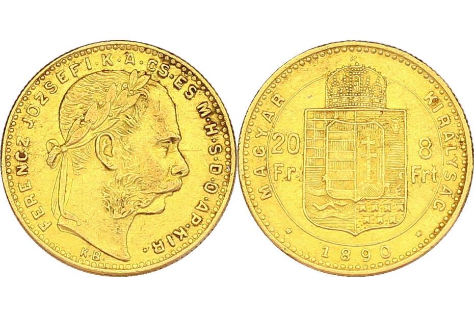 8 Forint 1890 KB J.364a/Fr.1738  f.vz/vz