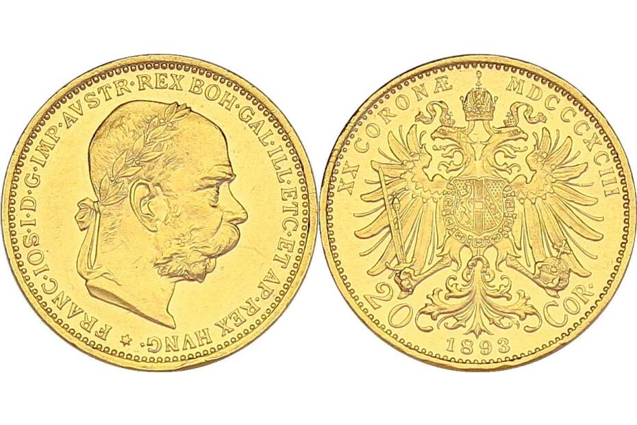 20 Kronen 1893 J.379/Fr.1925  vz/f.stgl. (2)
